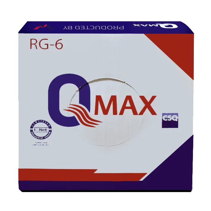 علبة كابل RG-6 مع عرض لفة كابل أبيض