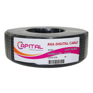 لفة كابل RG6 رقمي 50 ياردة سوداء على بكرة
