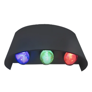 ابليك 3 عدسات داون بلاستيك RGB منحنية، غطاء أسود مع لمبات ملوّنة (أزرق/أخضر/أحمر).