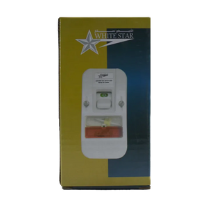 علبة مفتاح 2 فاز 32A خارجي بلمبة: WHITE STAR مع زر أخضر وغطاء أحمر