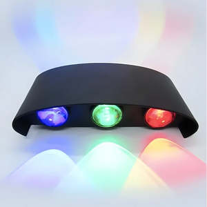ابليك 3 عدسات RGB داون بلاستيك أسود بزاوية أمامية، عدسات مضيئة (أزرق/أخضر/أحمر).