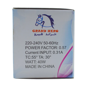 مواصفات دوايه الكتروني 40W: 220-240V، 0.31A، Power factor 0.57