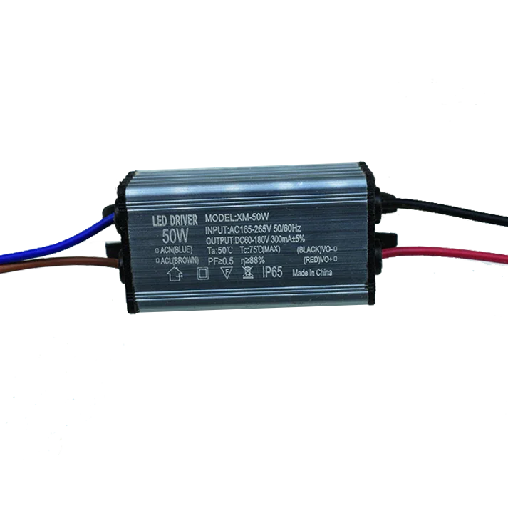 ترنس كشاف واجهة 50 وات: درايفر LED أسود مع أسلاك توصيل ملونة