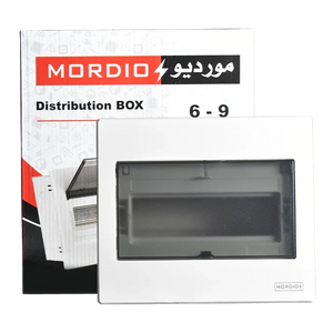 لوحة توزيع MORDIO 6-9 خط بواجهة شفافة وباب داكن
