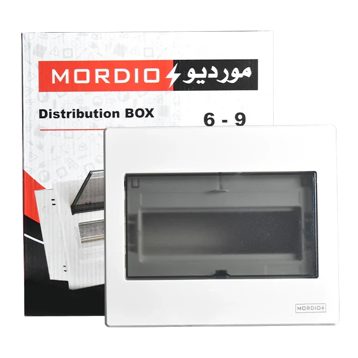 لوحة توزيع MORDIO 6-9 خط بواجهة شفافة وباب داكن