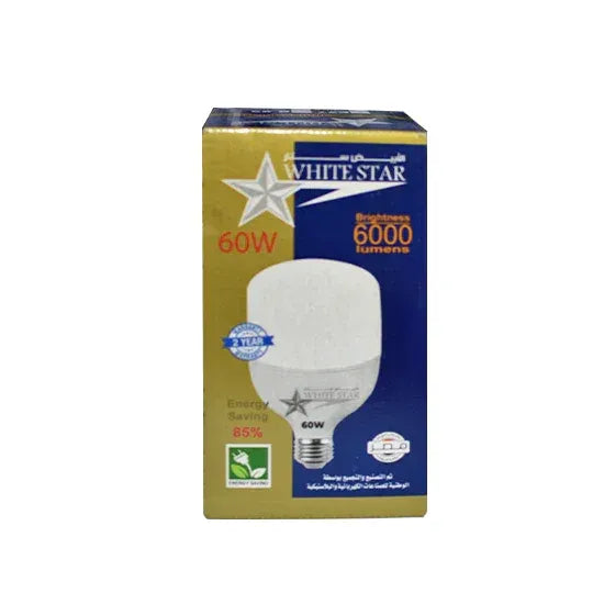 لمبة ليد 60 وات بيضاء مع عبوة WHITE STAR