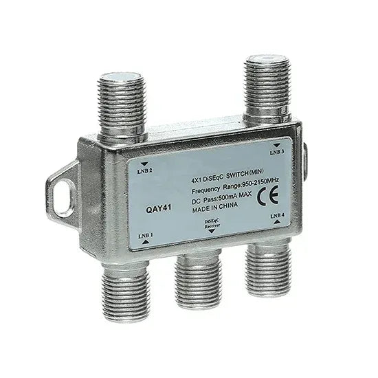 دايزك محول 4x1 DiSEqC صغير، جسم معدني بست منافذ توصيل F