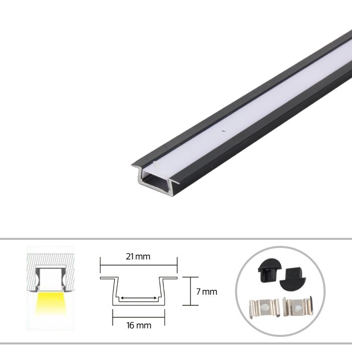 عود بروفايل المونيوم 1.7 سم داخل اسود محمل