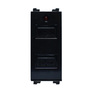 بريزة 2 USB دبل سوداء Konnice بفتحتَي شحن ومؤشر أحمر أعلى