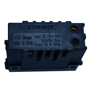 بريزة 2 USB دبل سوداء Konnice ملصق المواصفات مع منافذ USB 2000mA