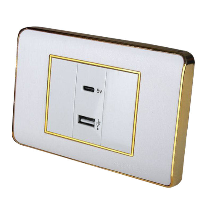 بريزه usb + type c ابيض شين تك sheen tech