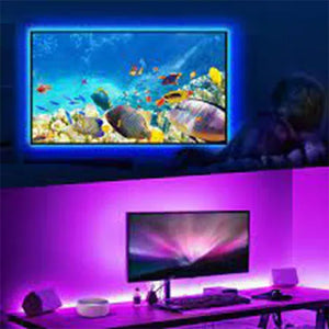إضاءة شريط ليد RGB بخلفية ألوان زرقاء وبنفسجية متعددة