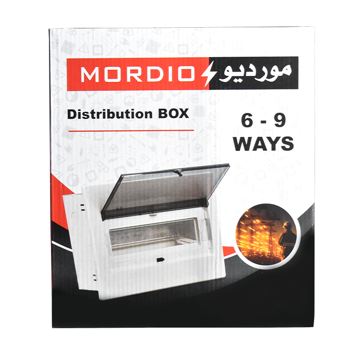 لوحه توزيع 6-9 خط قاعدة معدن ووش بلاستيك مورديو mordio