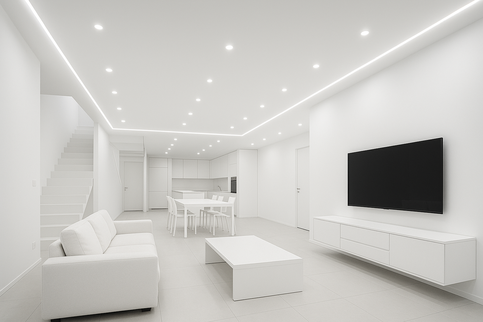 اضاءة بيضاء ومنزل مختلف