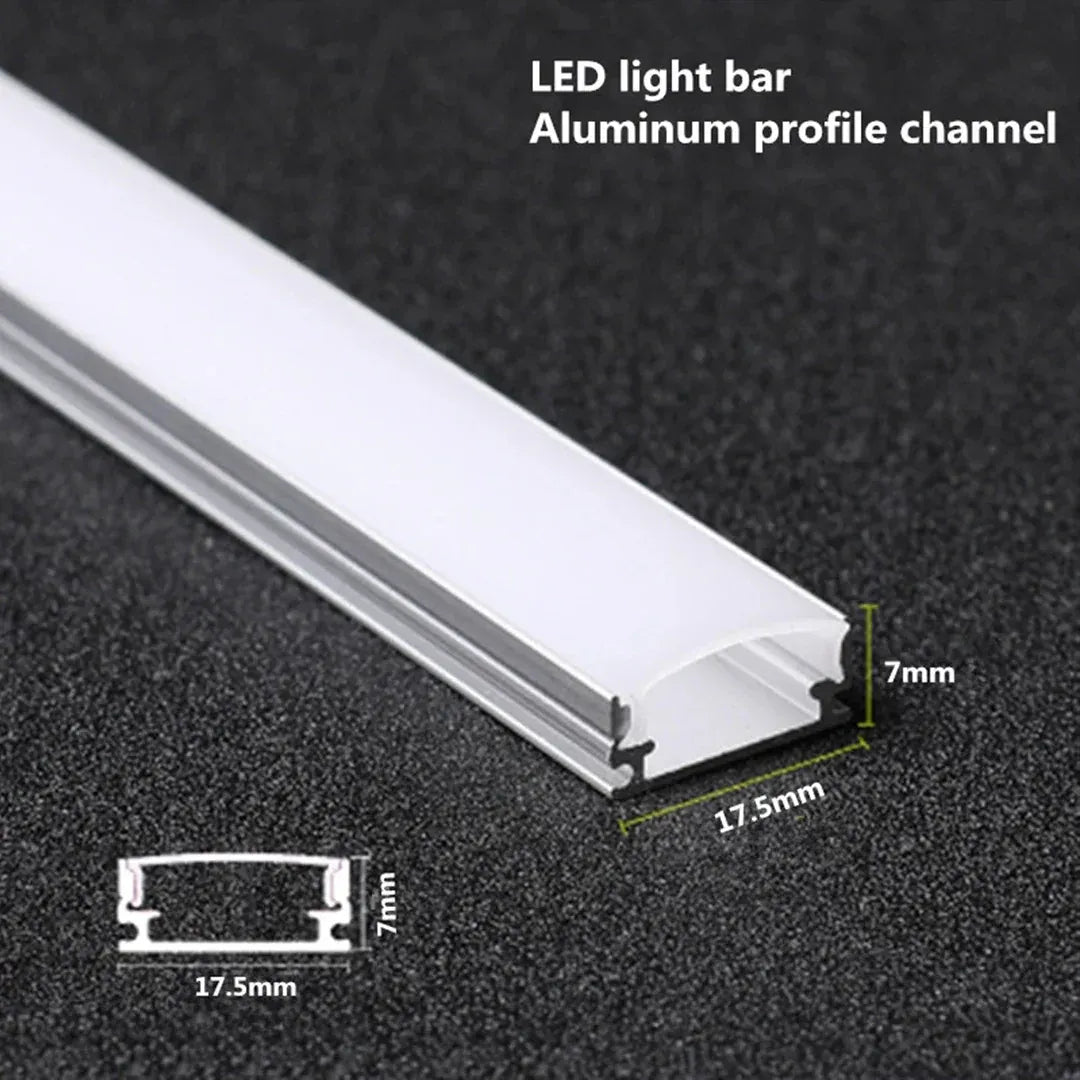 بروفايل ألومنيوم LED داخل 1.7 سم، مقطع جانبي بارتفاع 7 مم وعرض 17.5 مم
