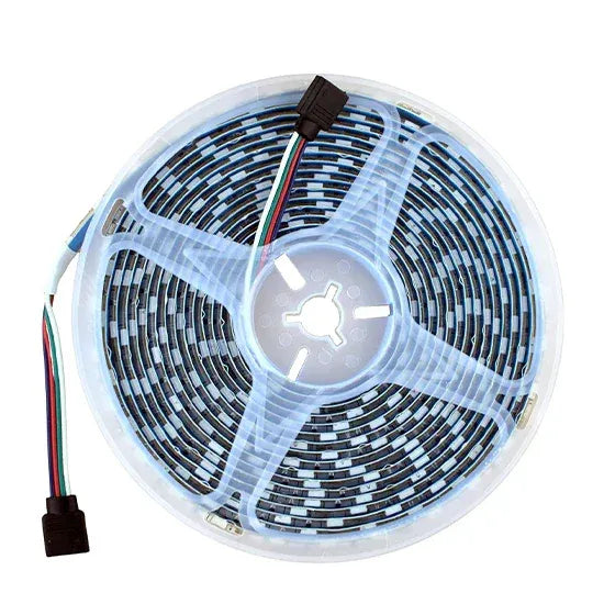 لفة شريط ليد RGB شفافة مع دوّامة LED وأسلاك ملونة على الطرف